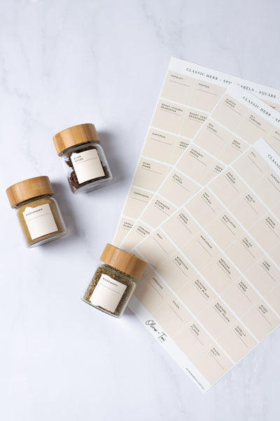 Bamboo Spice Jars + Label Set