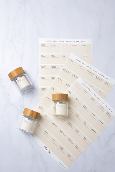 Bamboo Spice Jars + Complete Home Label Bundle