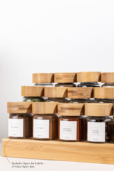 Bamboo Spice Jars + Label Set