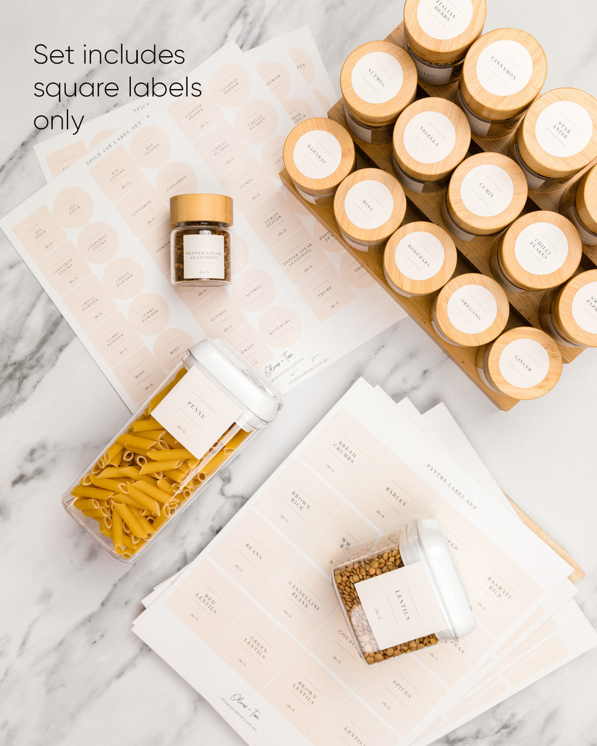 Bamboo Spice Jars + Complete Home Label Bundle