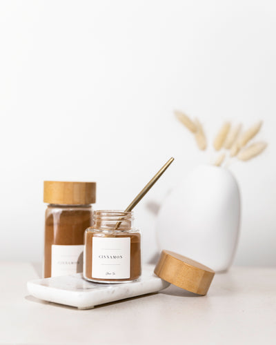 Bamboo Spice Jars + Label Set