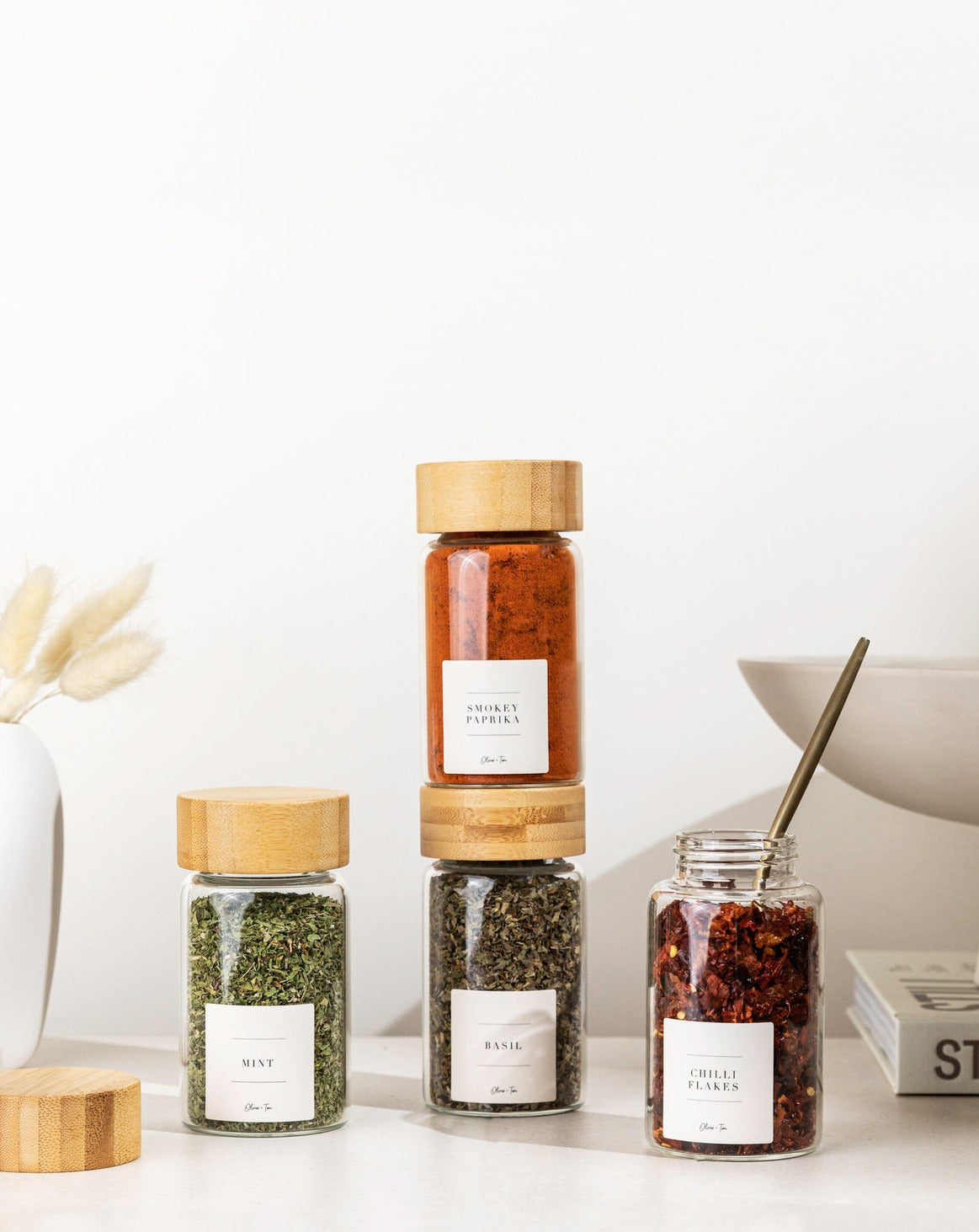 Large Spice Jars 5pc Set, Modern, Luxe