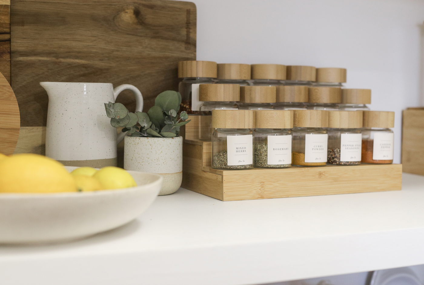 Bamboo Spice Jars + Label Set