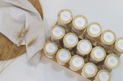 Bamboo Spice Jars + Label Set