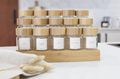 Bamboo Spice Jars + Complete Home Label Bundle